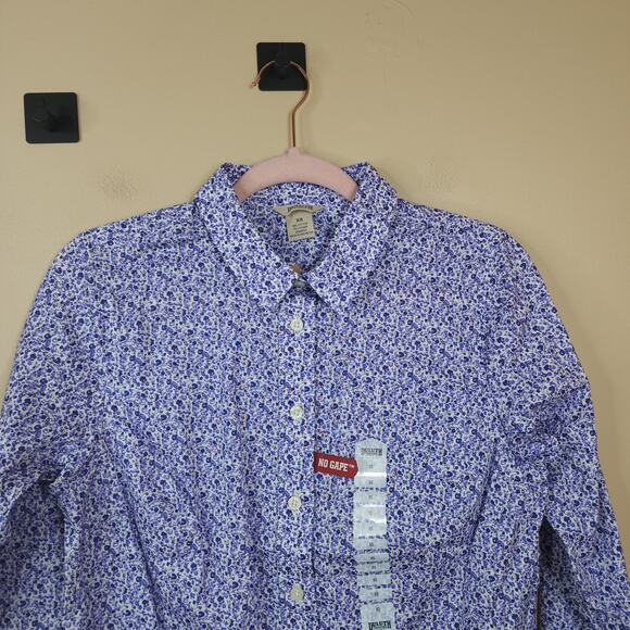 Duluth Trading Co. Women's Wrinklefighter Button Up Shirt Purple Floral Size XS - Picture 2 of 9
